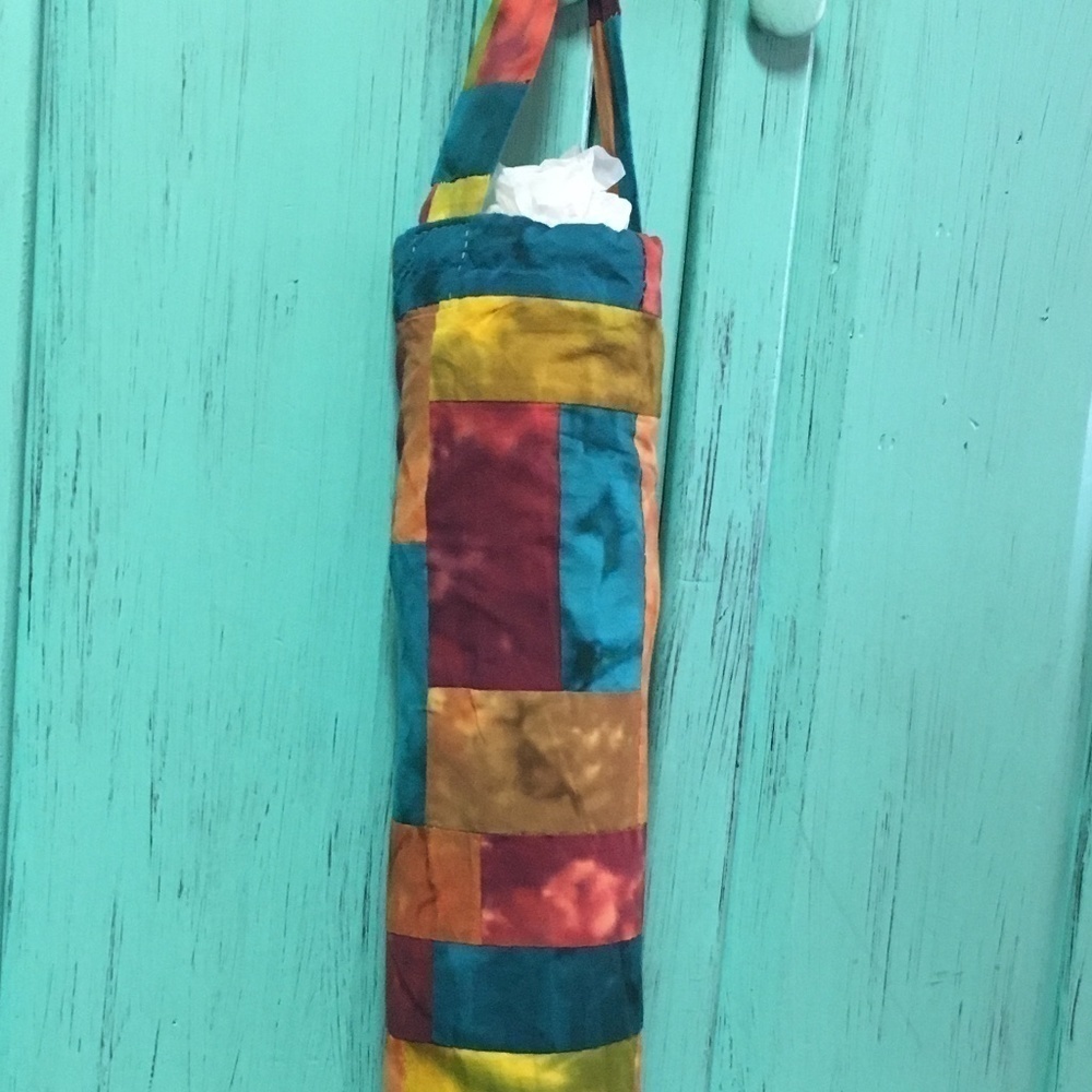 handmade Dyed Patchwork Plastic Bag Holder
